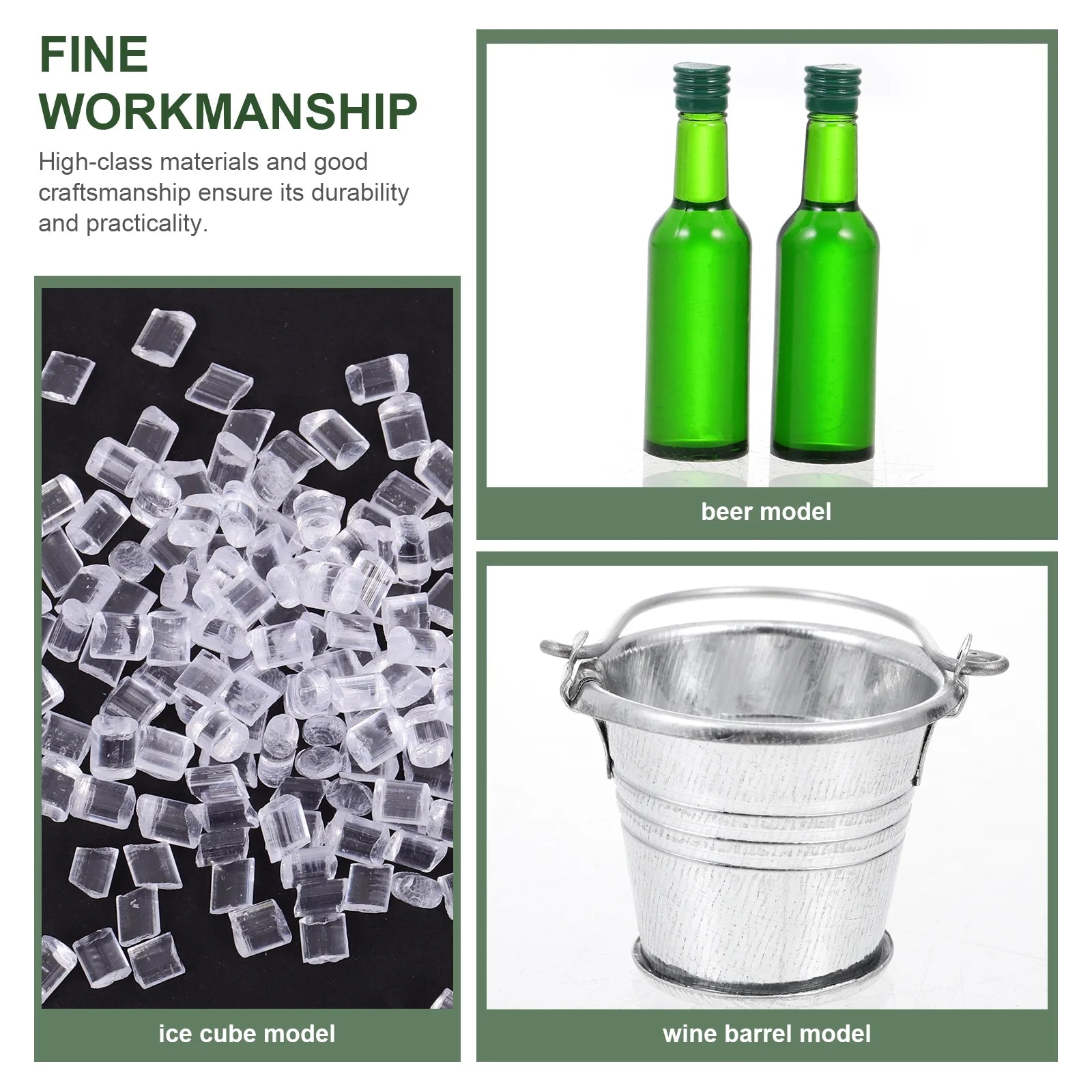 Mini Beer Bottles Galvanized Buckets Dollhouse Bar Supplies P12469
