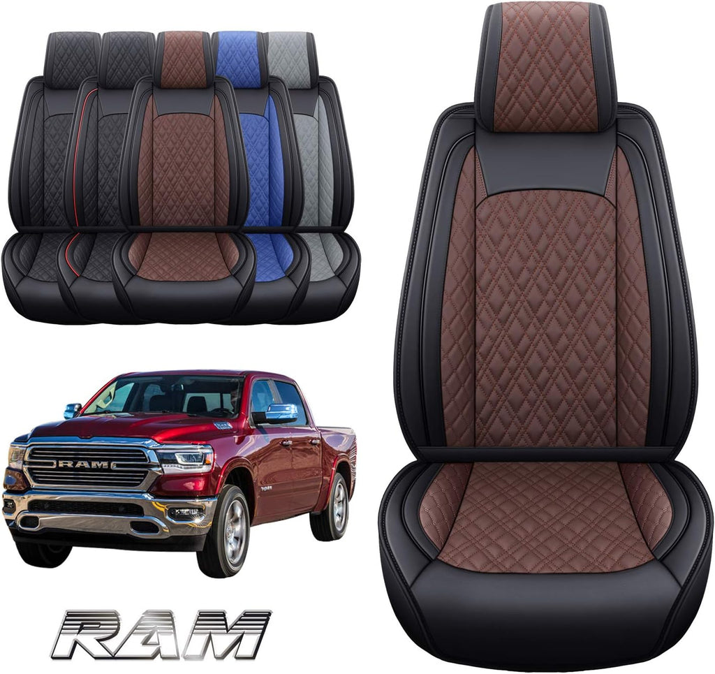 Black Waterproof Leather Rear Car Seat Covers Pickup Truck Crew Cab Pack of 2 W583683