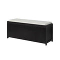 Black Wood Storage Bench with 2 Cabinets N244