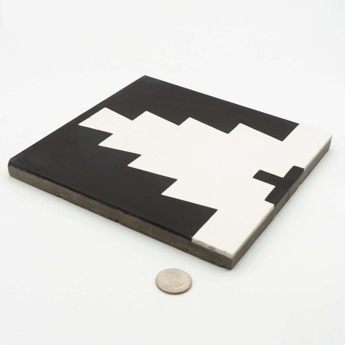 Set of 12 Black and White Handmade Moroccan Floor Tile Y104