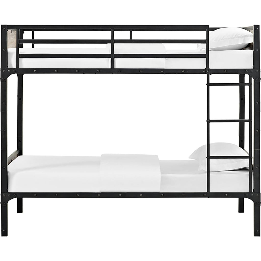 Rustic Metal and Wood Bunk Bed, Twin over Twin X897338
