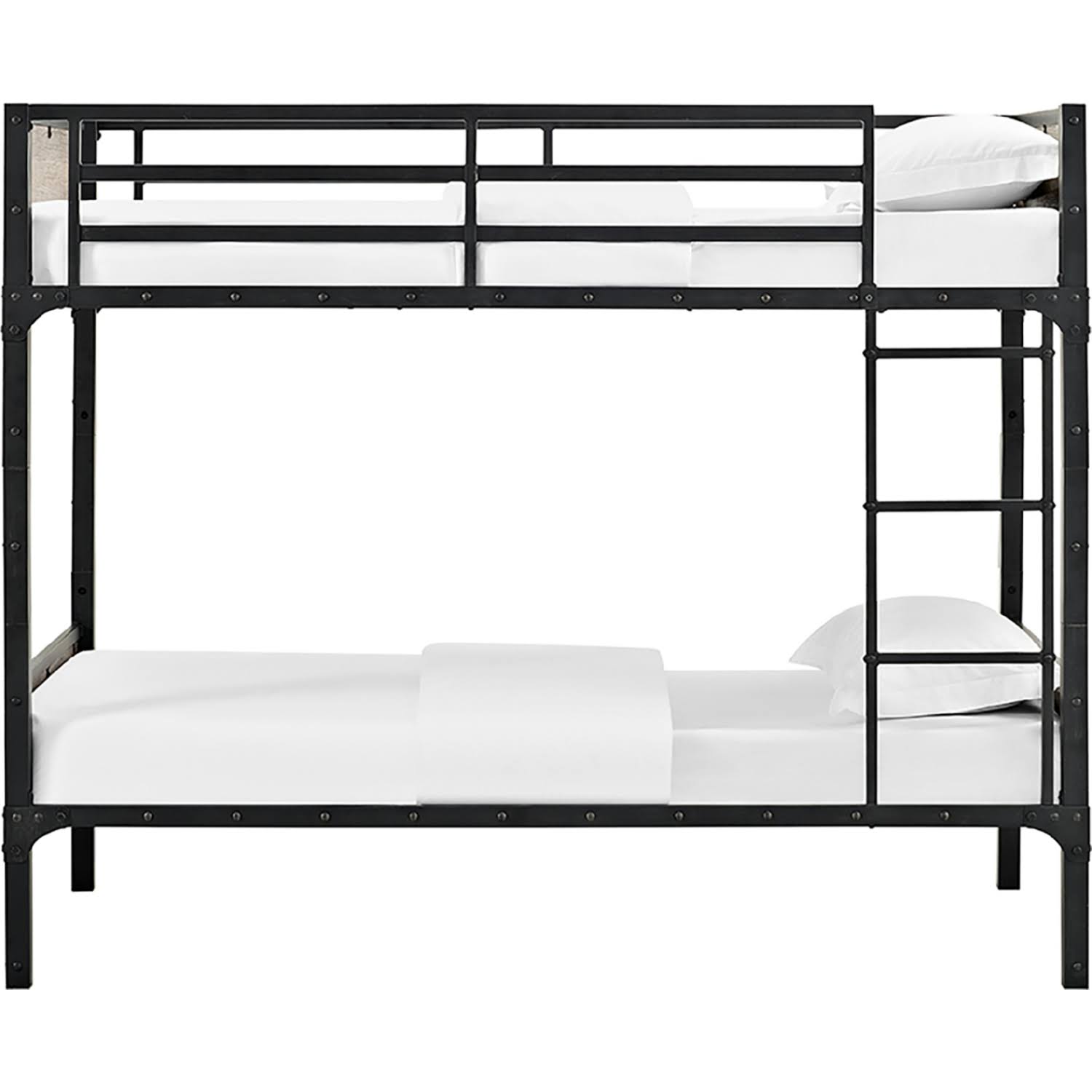 Rustic Metal and Wood Bunk Bed, Twin over Twin X897338
