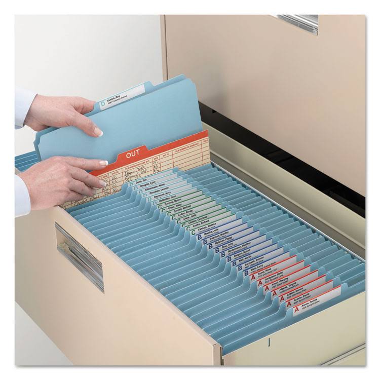 Legal Size Blue 2 Pocket Pressboard Classification Folders with Fasteners, Box of 50 Y273