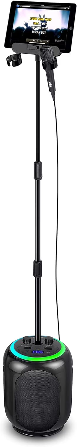 Black Karaoke Machine with Stand and LED Lights H267