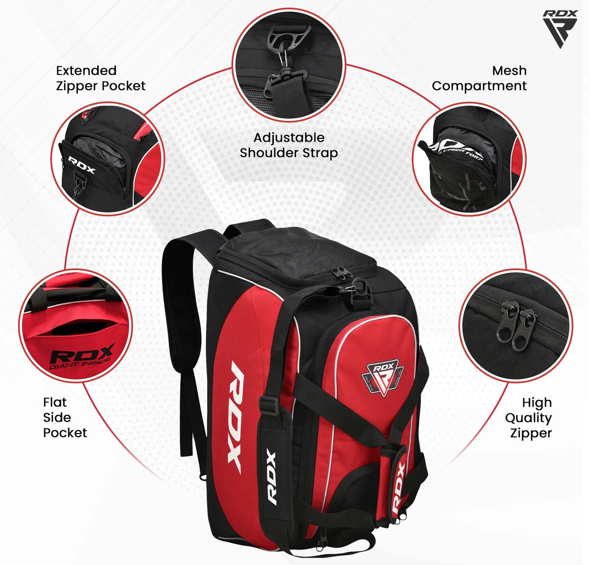 RDX Kit Bag Gym Duffle Sports Holdall Gear MMA Fitness Exercise Equipment Backpack Hiking Luggage Shoulder Sportswear Lightweight Rucksack Handles Running Zipper Travel Carry on Shoe Compartment Q304