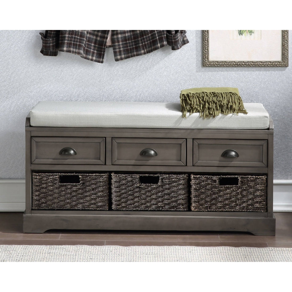 Black Storage Bench with 3 Drawers and 3 Baskets A22504