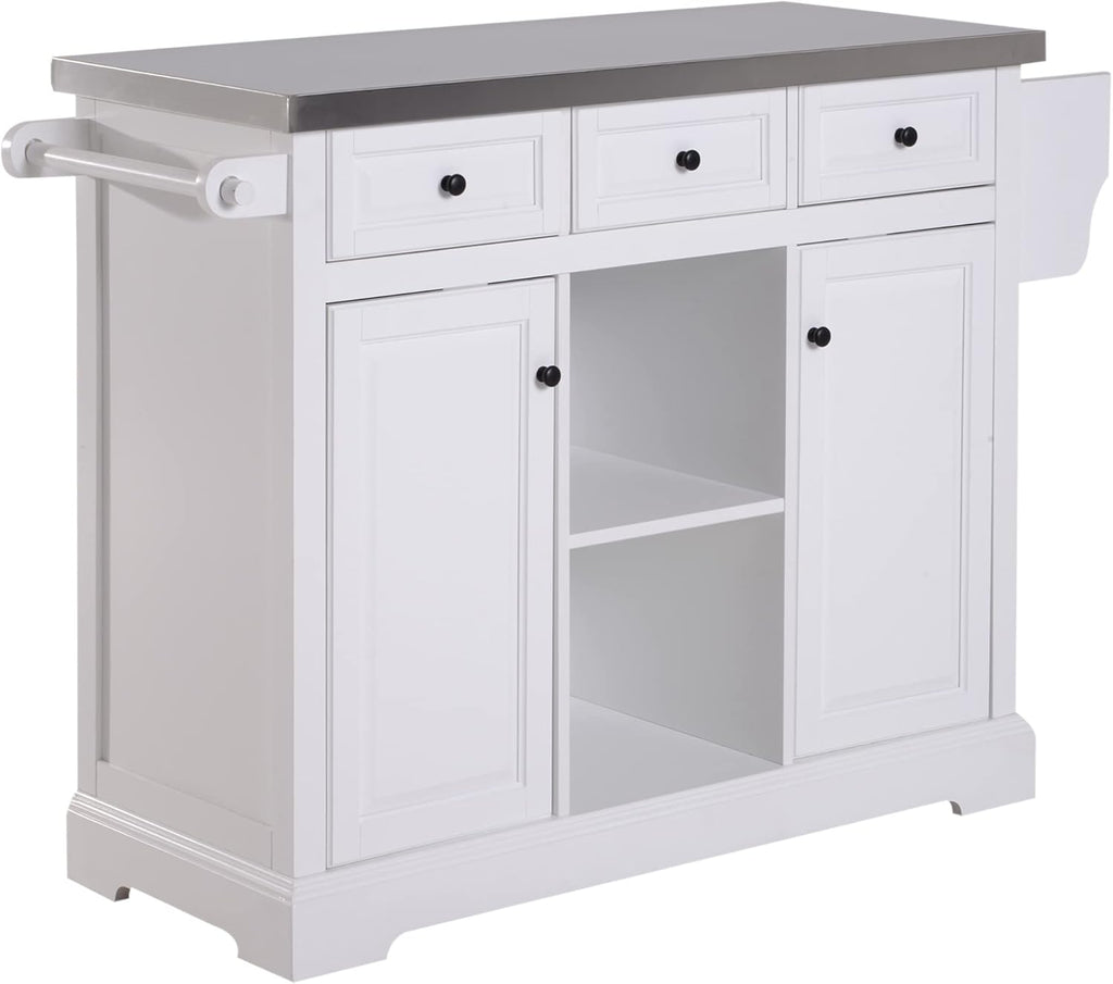 Rolling Kitchen Island with Stainless Steel Top Utility Cart on Wheels, Grey G49690