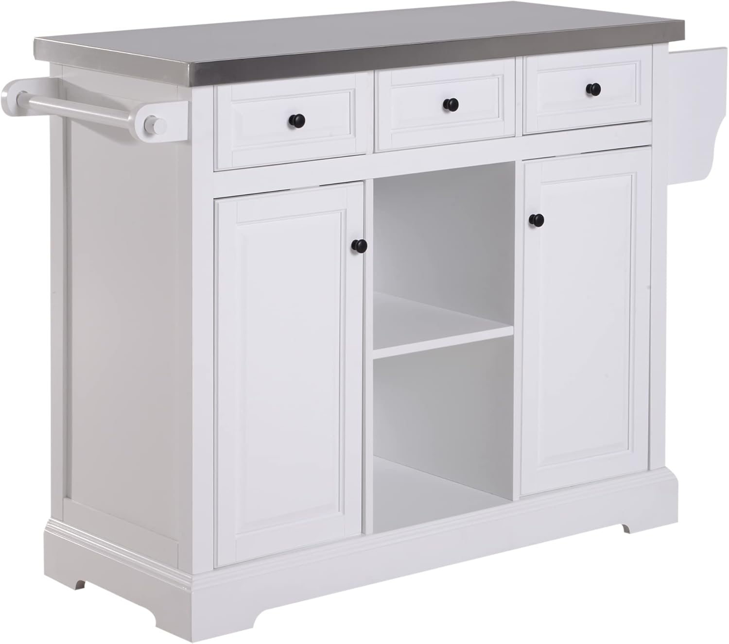Rolling Kitchen Island with Stainless Steel Top Utility Cart on Wheels, Grey G49690