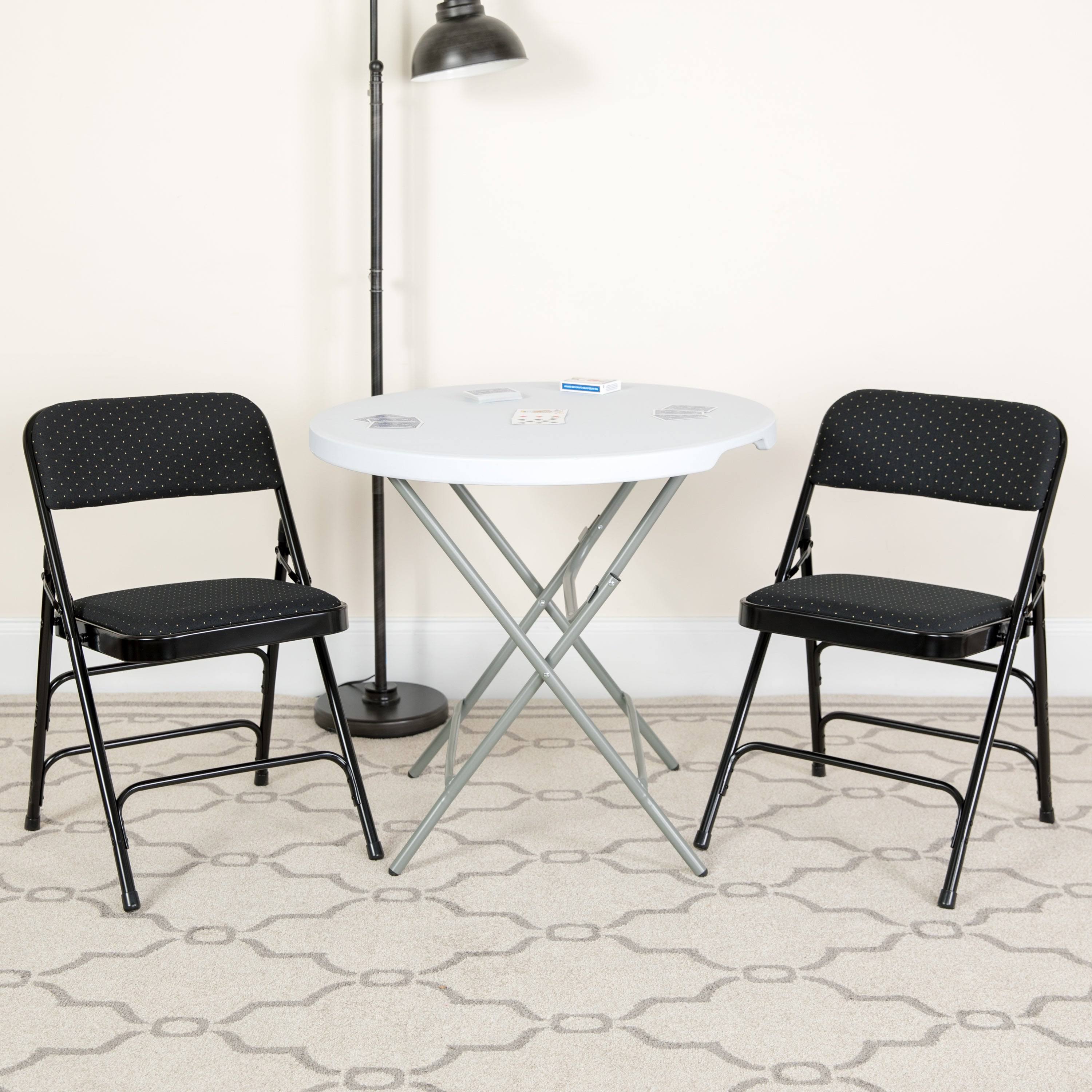4 Pack Upholstered Metal Folding Chair Brown Patterned S9371