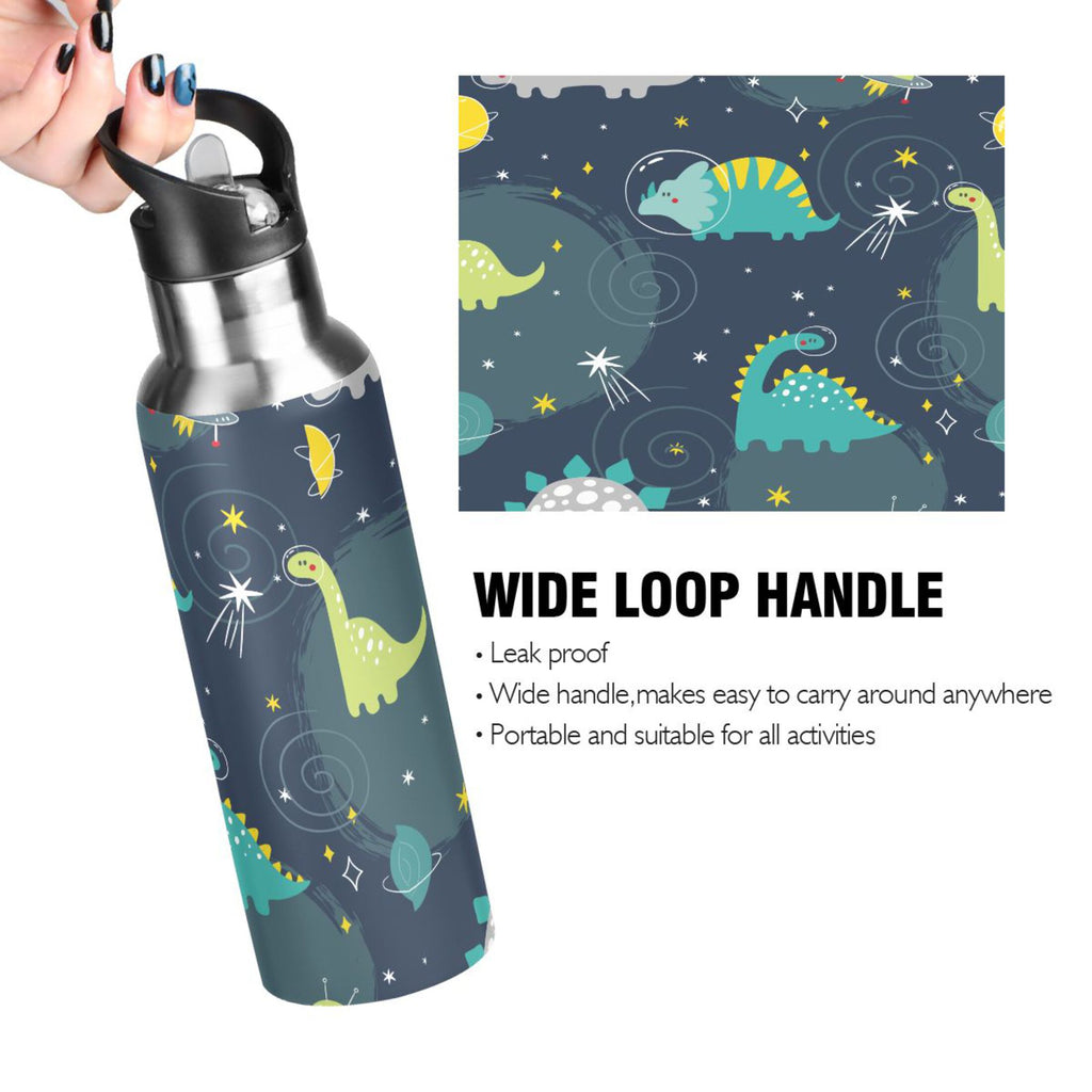 Stainless Steel Insulated Vacuum Flask Water Bottle with Straw Lid E467