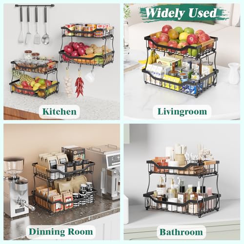 3 Tier Black Metal Wire Fruit Basket H4931