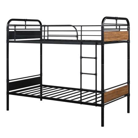Black Twin Metal Loft Bed Y40489