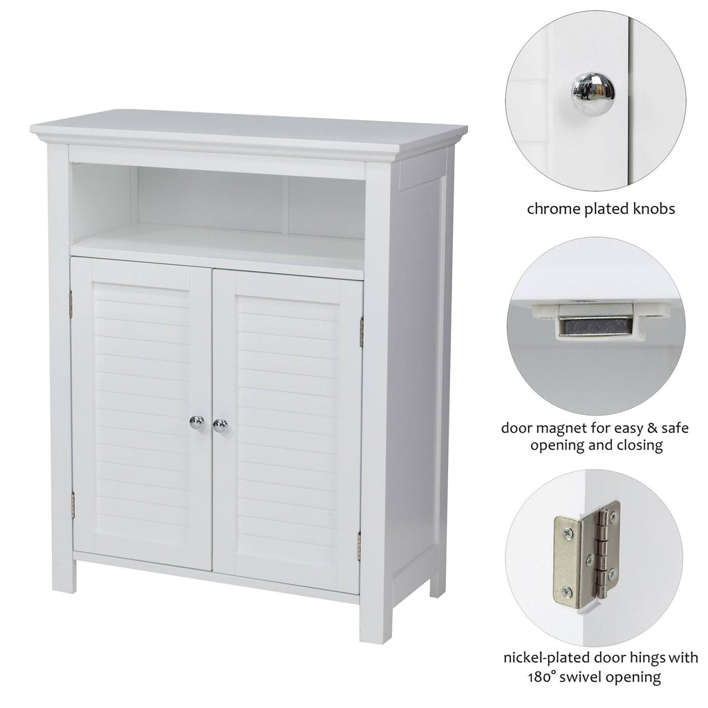 White Shelved Floor Cabinet with 2 Shutter-Door S1122