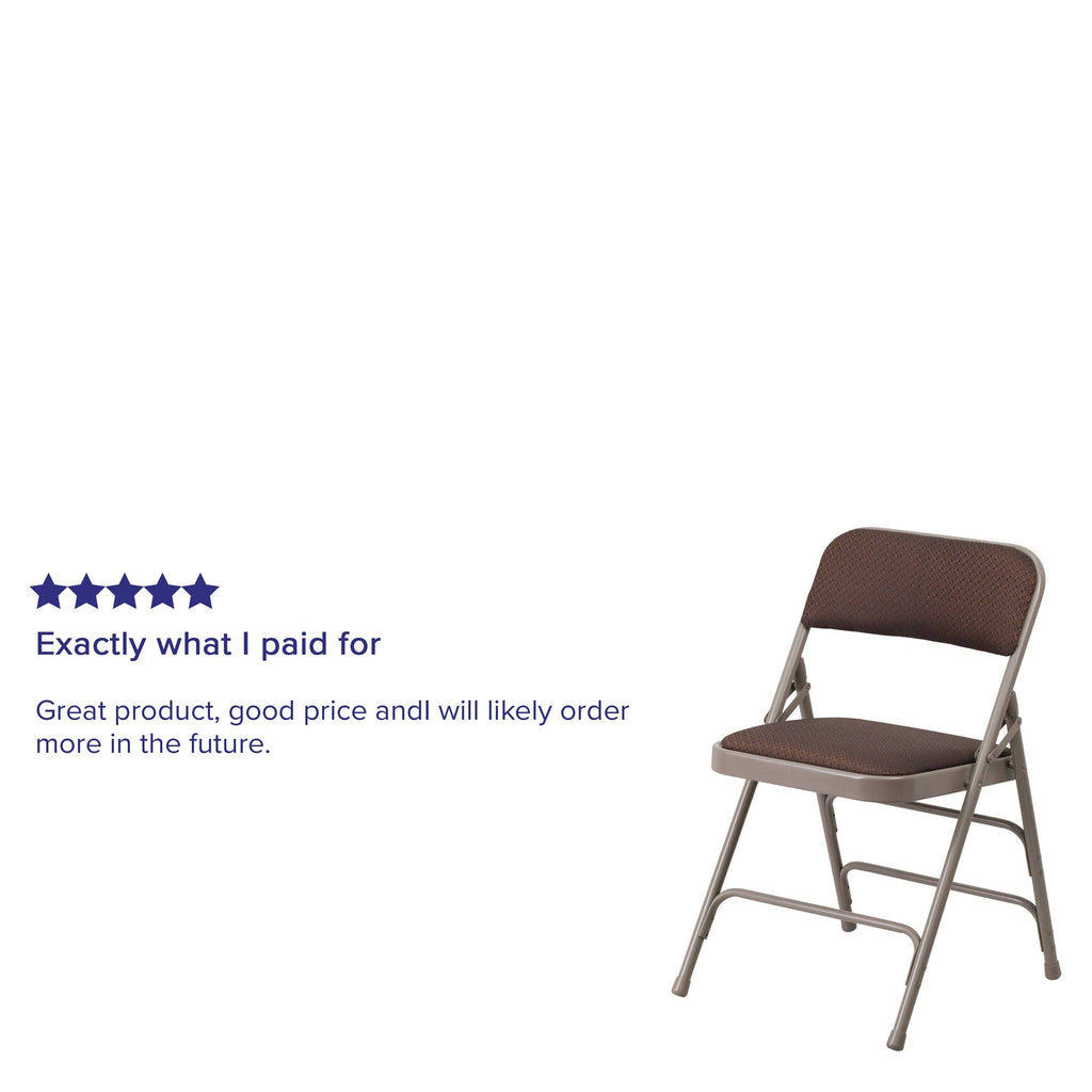 4 Pack Upholstered Metal Folding Chair Brown Patterned S9371