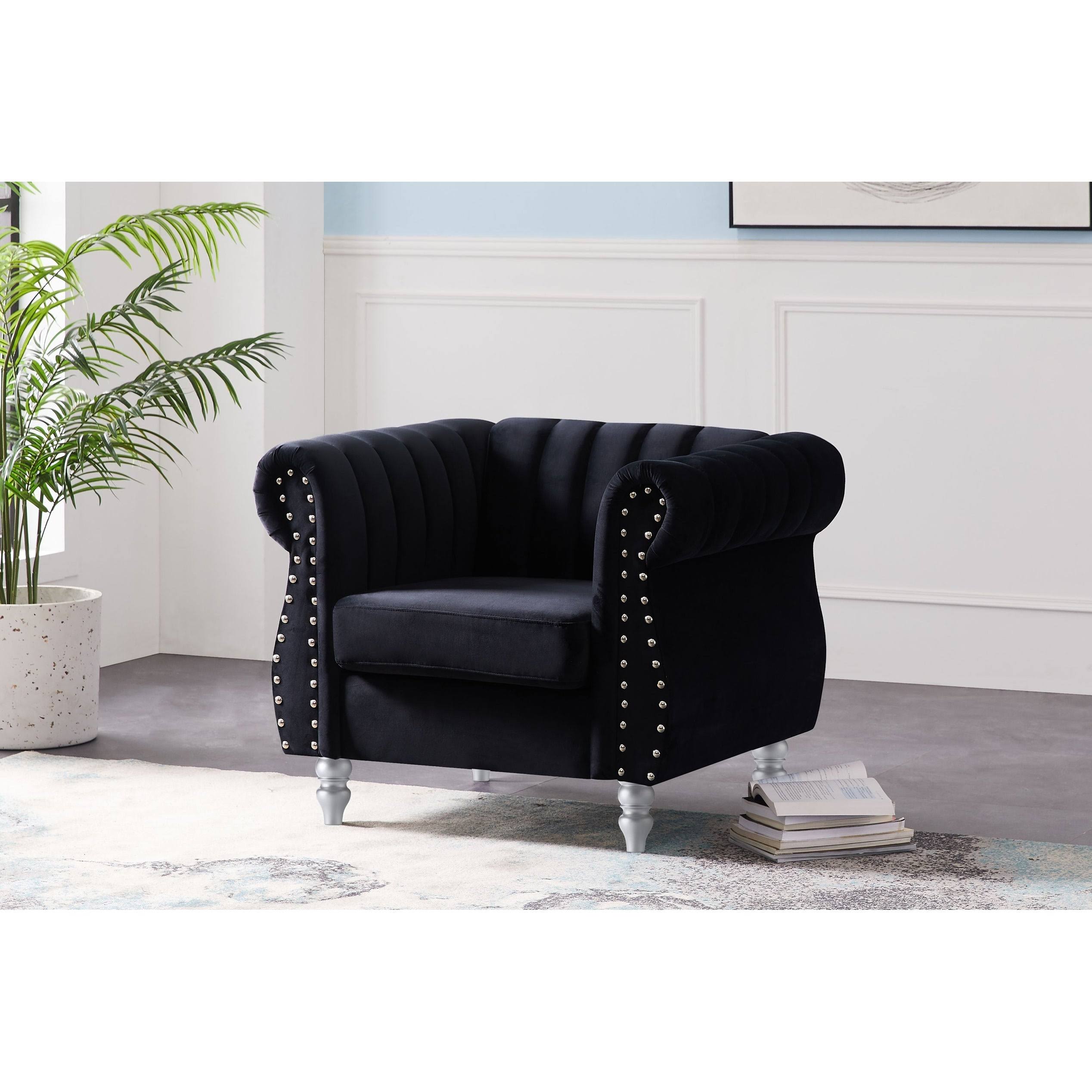 Velvet Chair in Black V10417