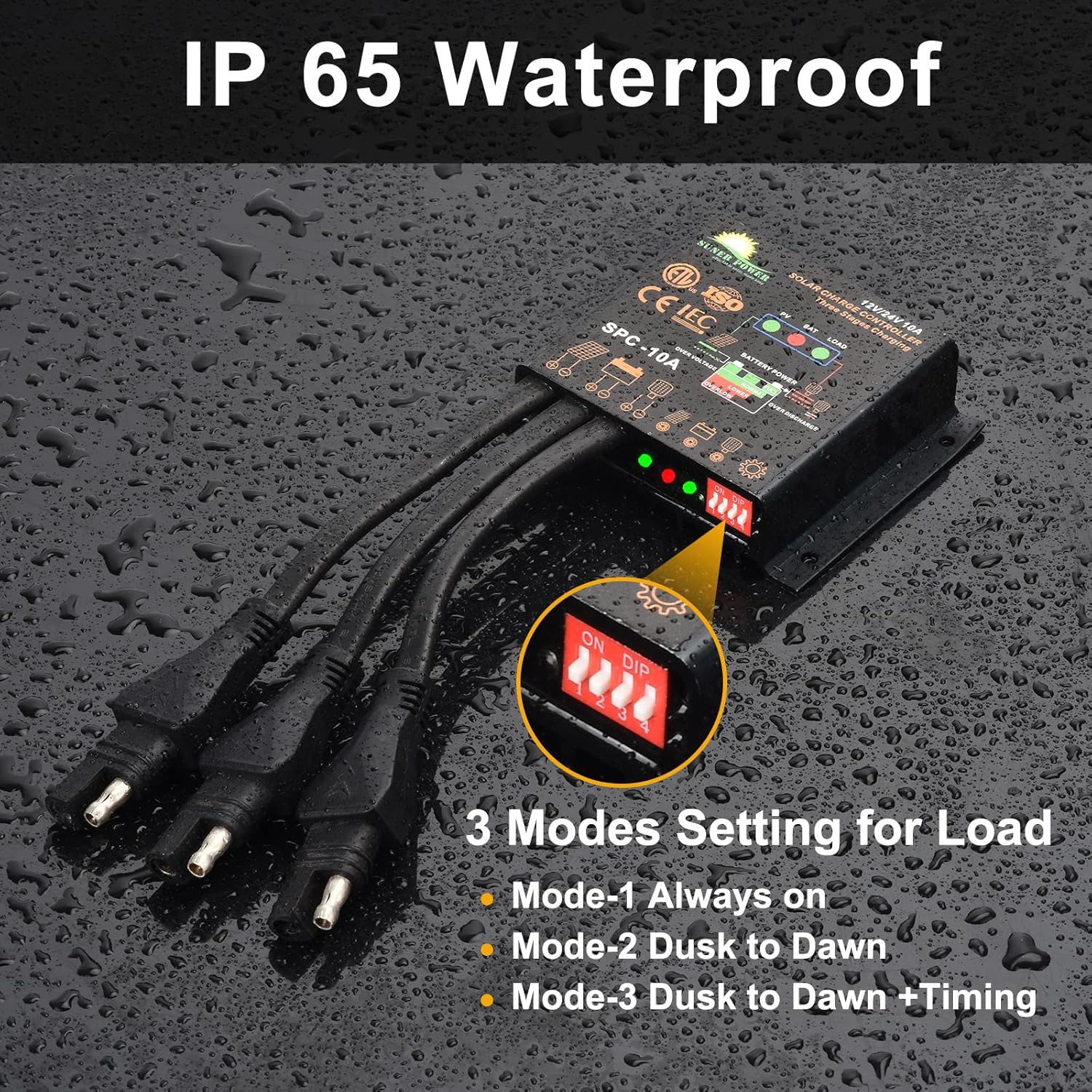 50W Mono Crystalline 12V Solar Panel Kit with 10A Charge Controller and SAE Cable Adapters U86282