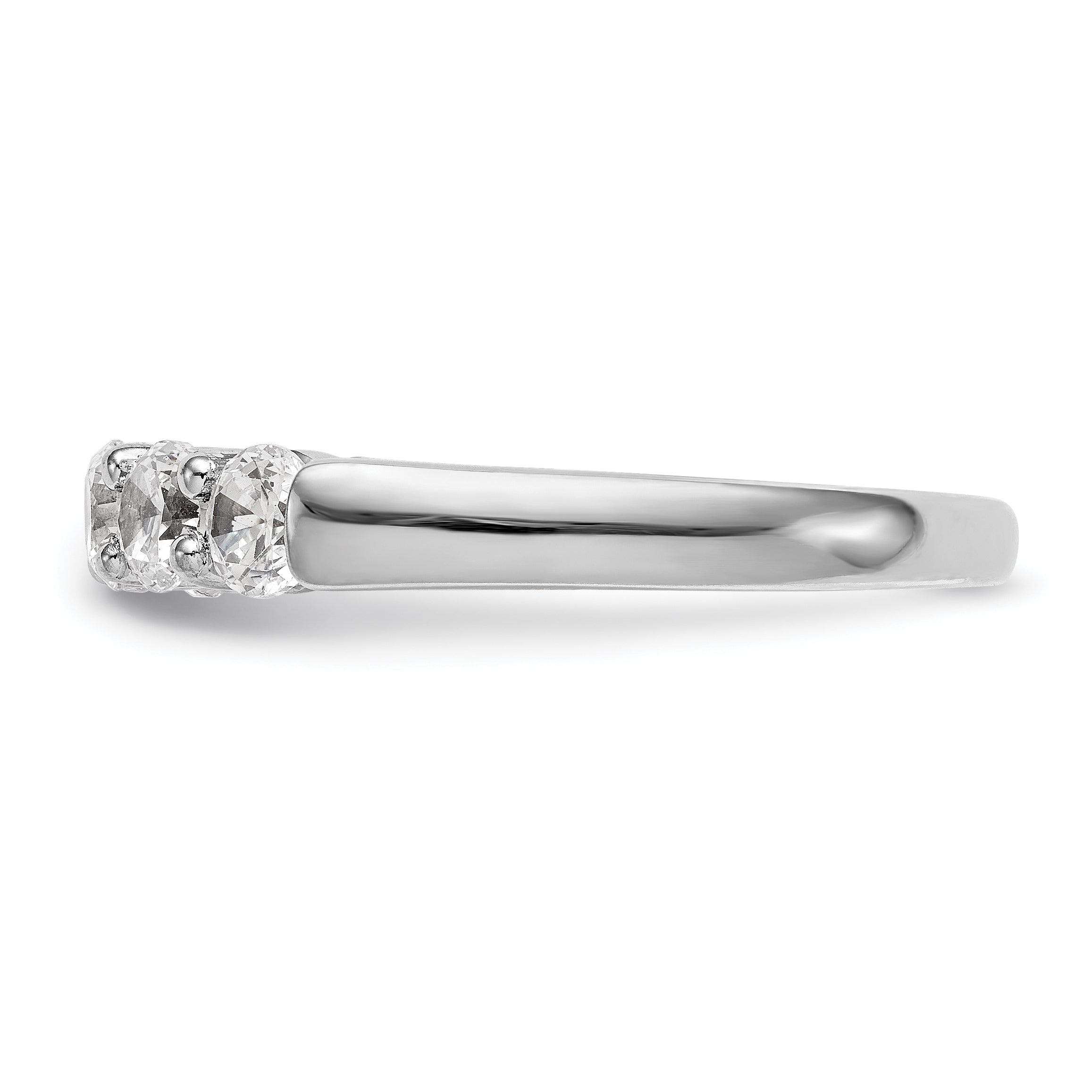 14K White Gold 5-Stone Wedding Band Ring R13323