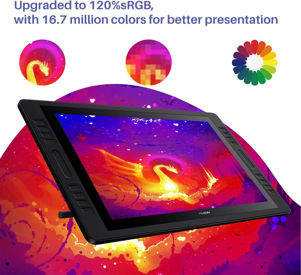 Graphics Drawing Monitor with Full Laminated Screen 19.5inch Pen Display with Battery-Free Stylus Tilt 16 Express Keys 2 Touch Bars Stand Included E101100