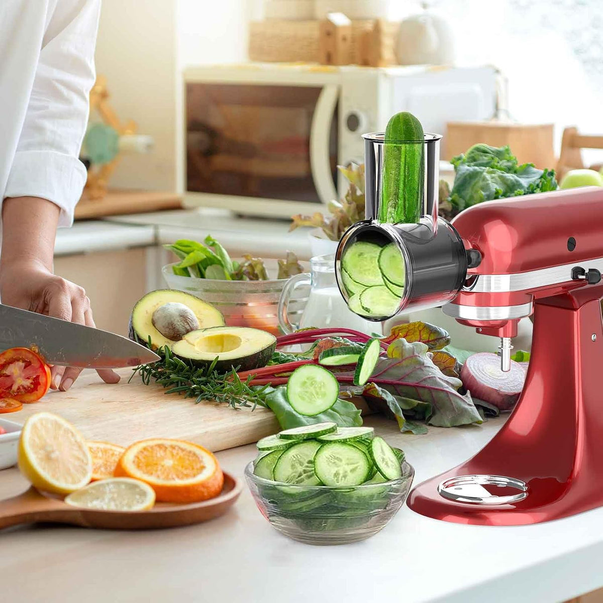 5 Blades Cheese Grater Slicer Shredder Attachment for KitchenAid Stand Mixer P414