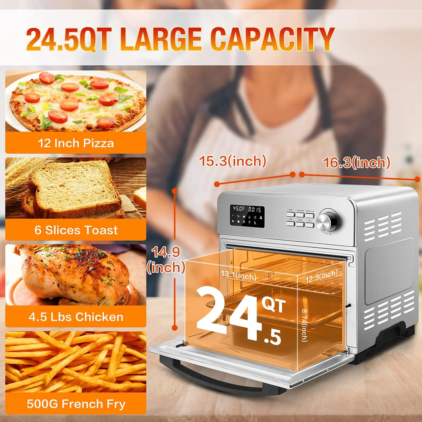 Stainless Steel 24QT 6 Slice Convection Toaster Oven J14963