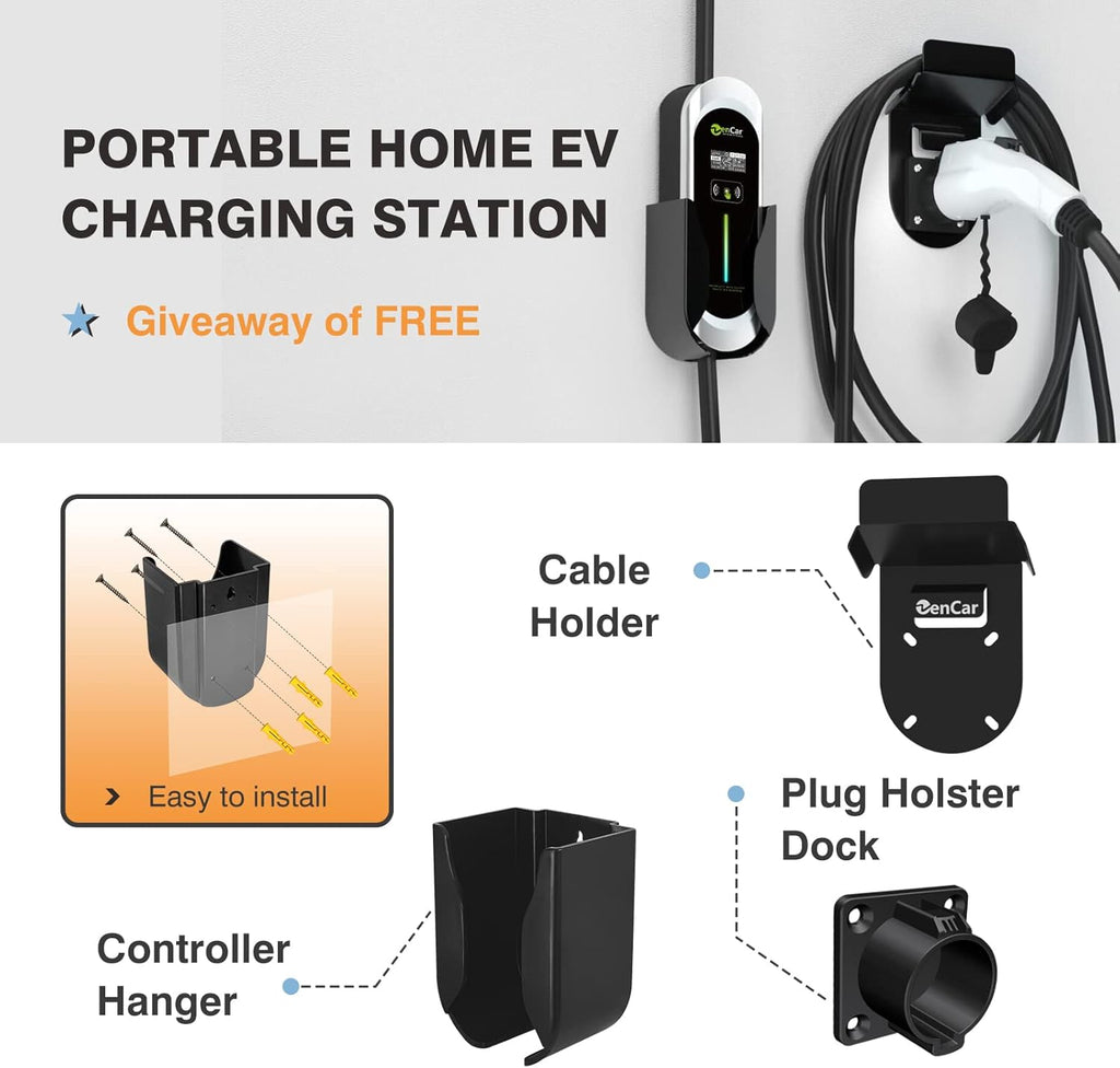 Portable Level 2 EV Charger with NEMA 14-50 Plug, Adjustable Currents 10A-32A T426