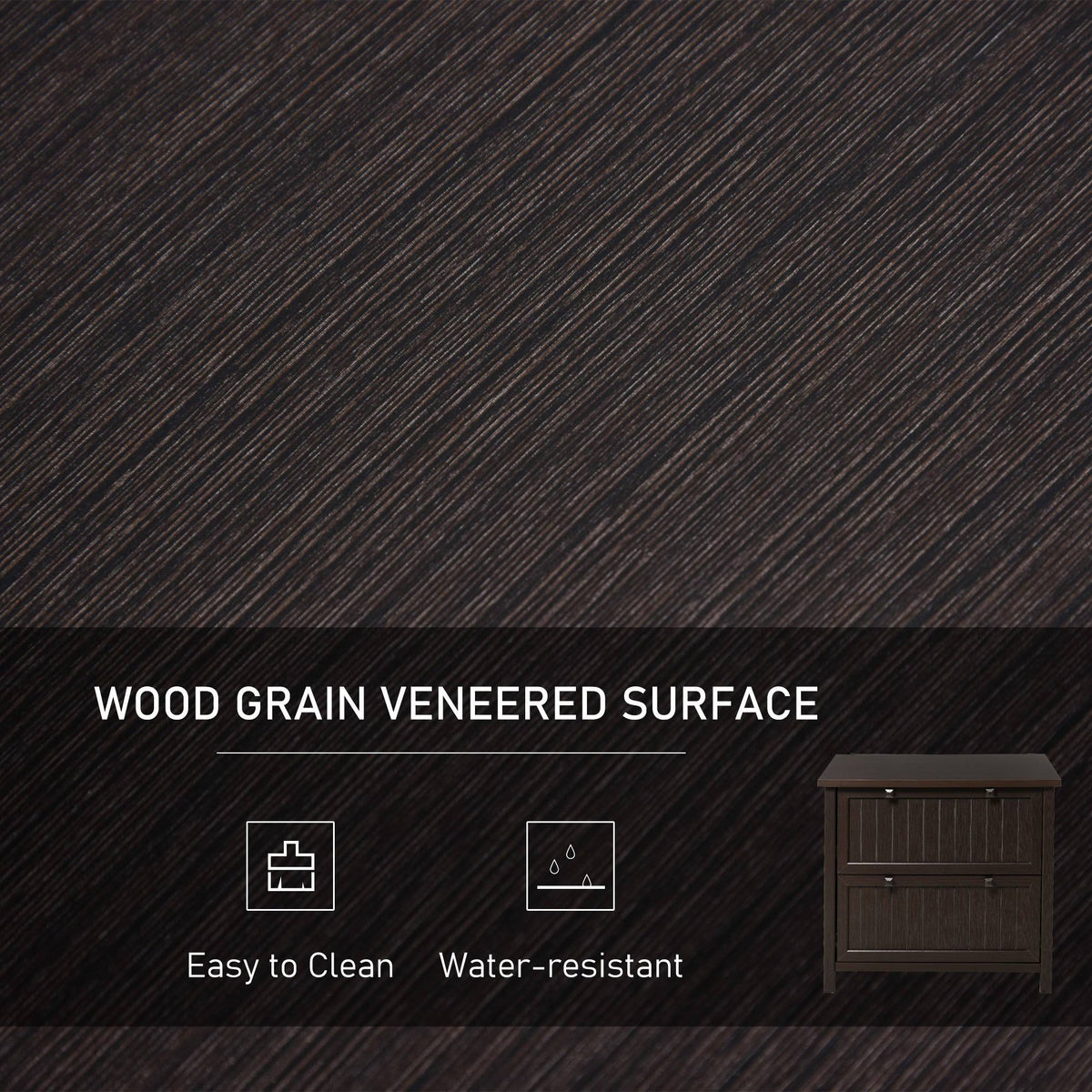 Brown Wooden 2-Drawer File Cabinet G483