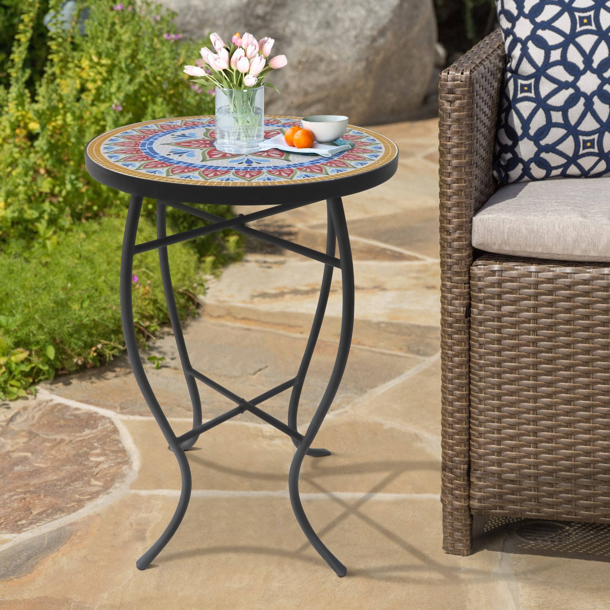 Mosaic Glass Top Folding Side Table L2745