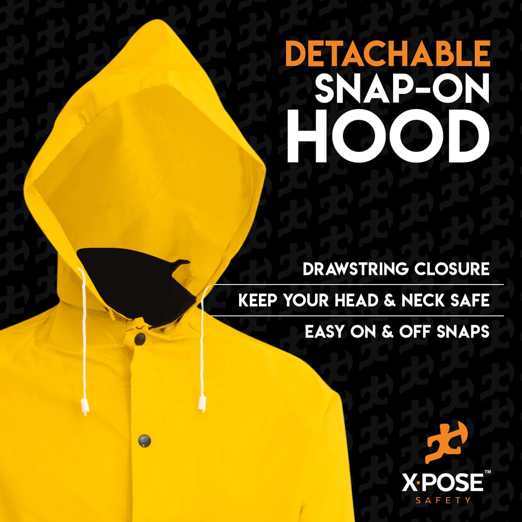 Yellow PVC Raincoat Jacket with Detachable Hood S861835