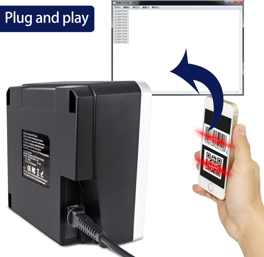 2D QR Barcode Scanner Omnidirectional Hands-Free Automatic Barcode Reader V811580