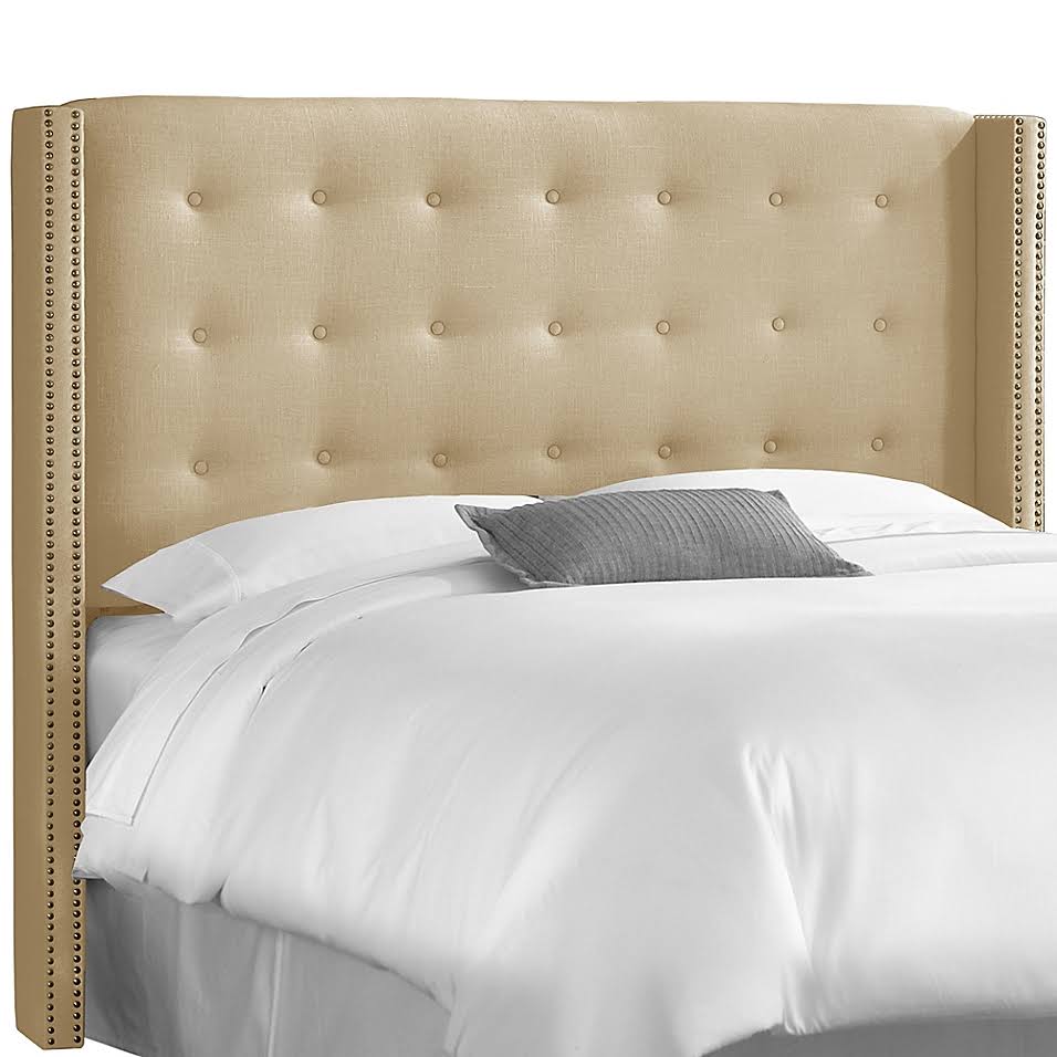 Sandstone Nail Button Tufted Wingback Headboard B687