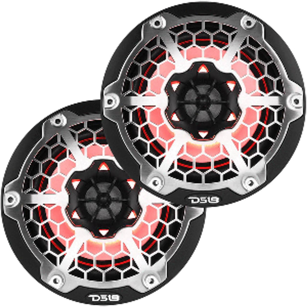 Black 2-Way Marine Speakers with RGB LED Lighting L5161