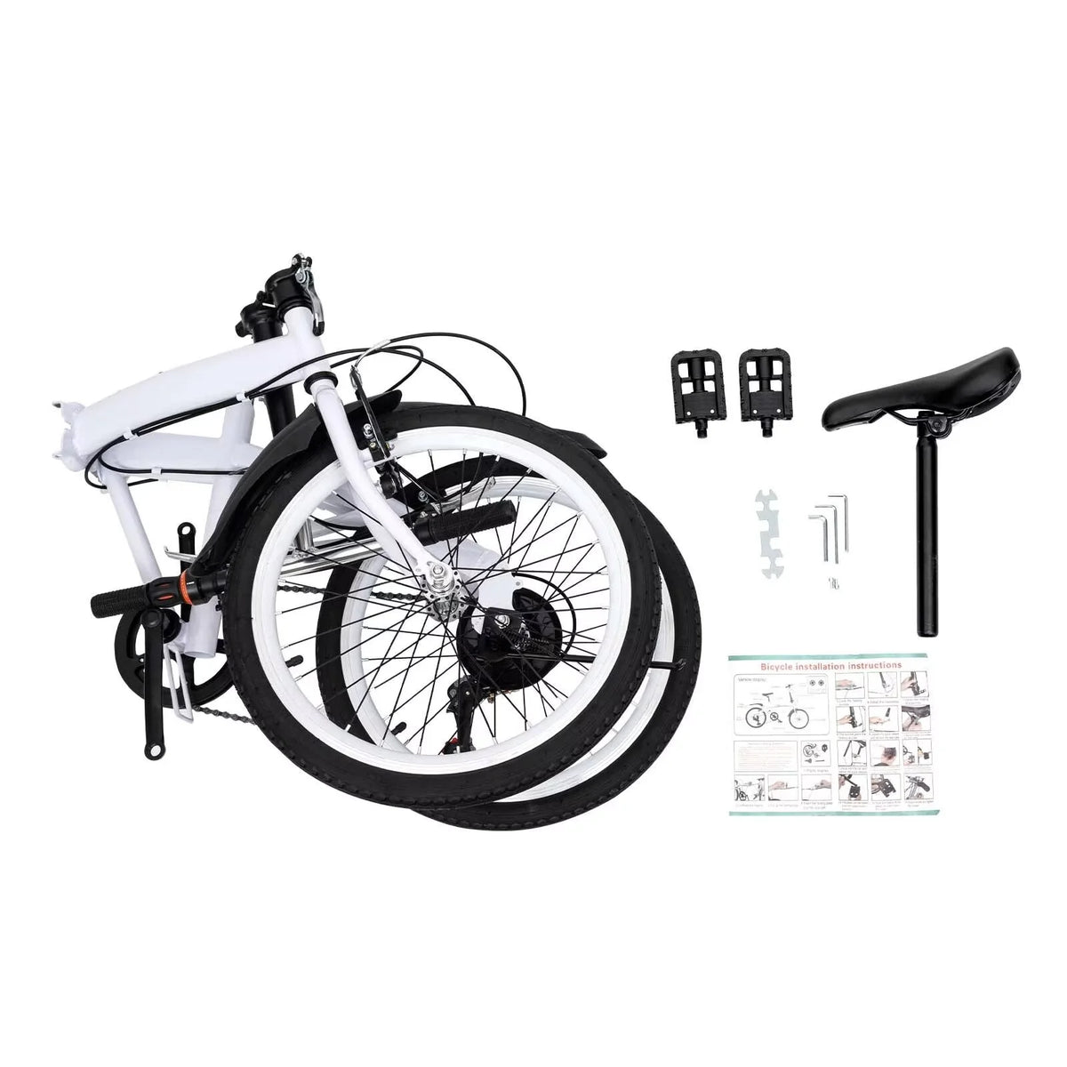 White 20" Folding Bike 6 Speed Bicycle M5398