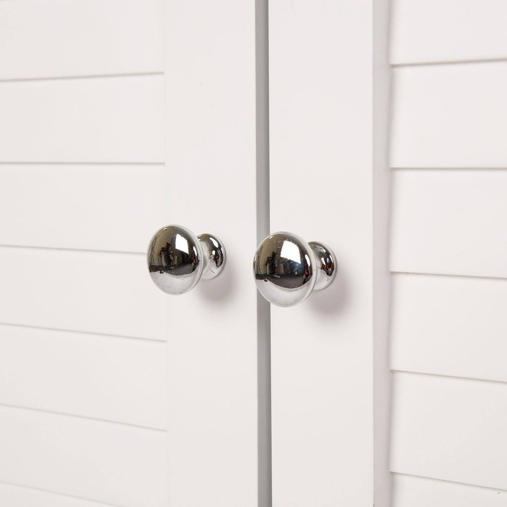 White Shelved Floor Cabinet with 2 Shutter-Door S1122