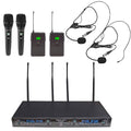 4 Channel UHF Wireless Microphone System with 2 Handheld and 2 Headset Microphones V7252