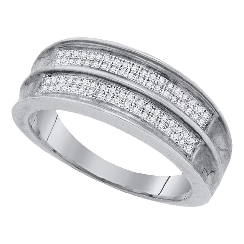Men's Solid Sterling Silver Diamond Wedding Band Ring 1/4 Cttw Size 11 C546