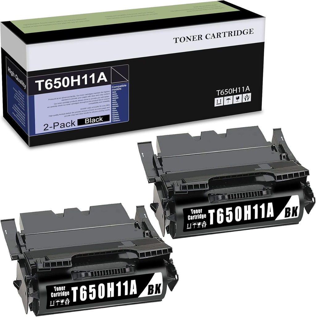 2 Pack Compatible Toner Cartridge Replacement for Lexmark T650 T652 T654 T656 TS654 TS656 Printer M169