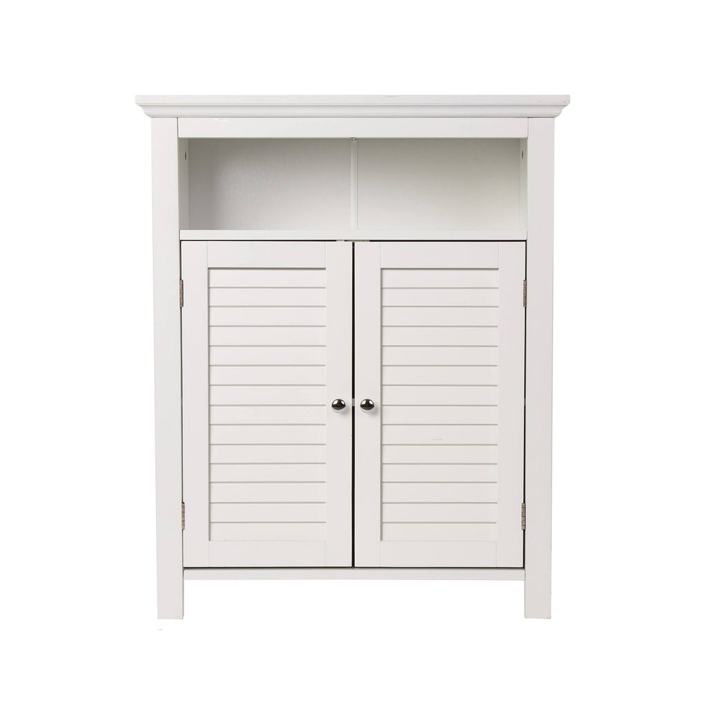 White Shelved Floor Cabinet with 2 Shutter-Door S1122