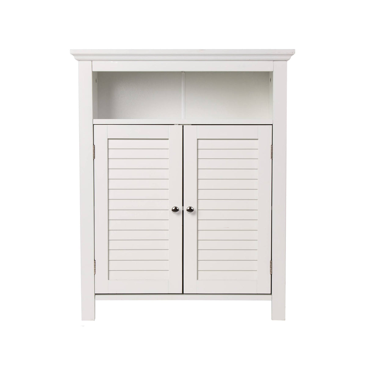 White Shelved Floor Cabinet with 2 Shutter-Door S1122