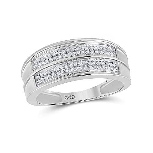 Men's Solid Sterling Silver Diamond Wedding Band Ring 1/4 Cttw Size 11 C546
