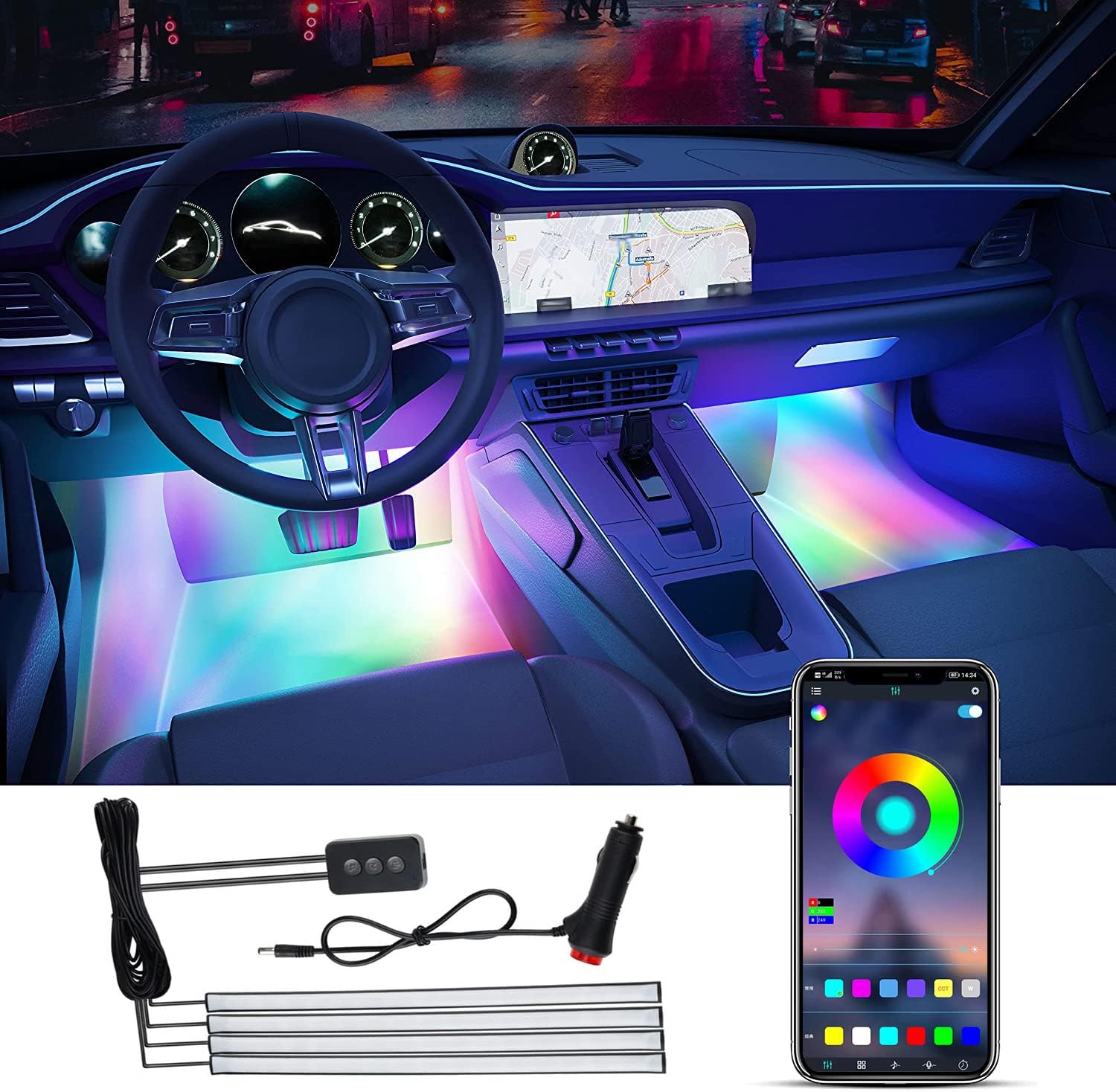 4Pcs Under Glow LED Neon Light Strip Set for Car L11861