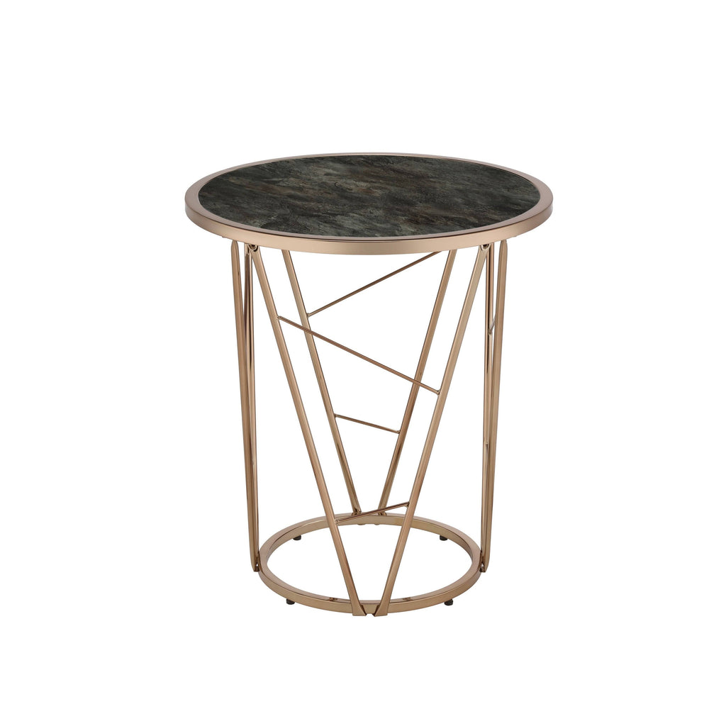 Faux Black Marble End Table A816
