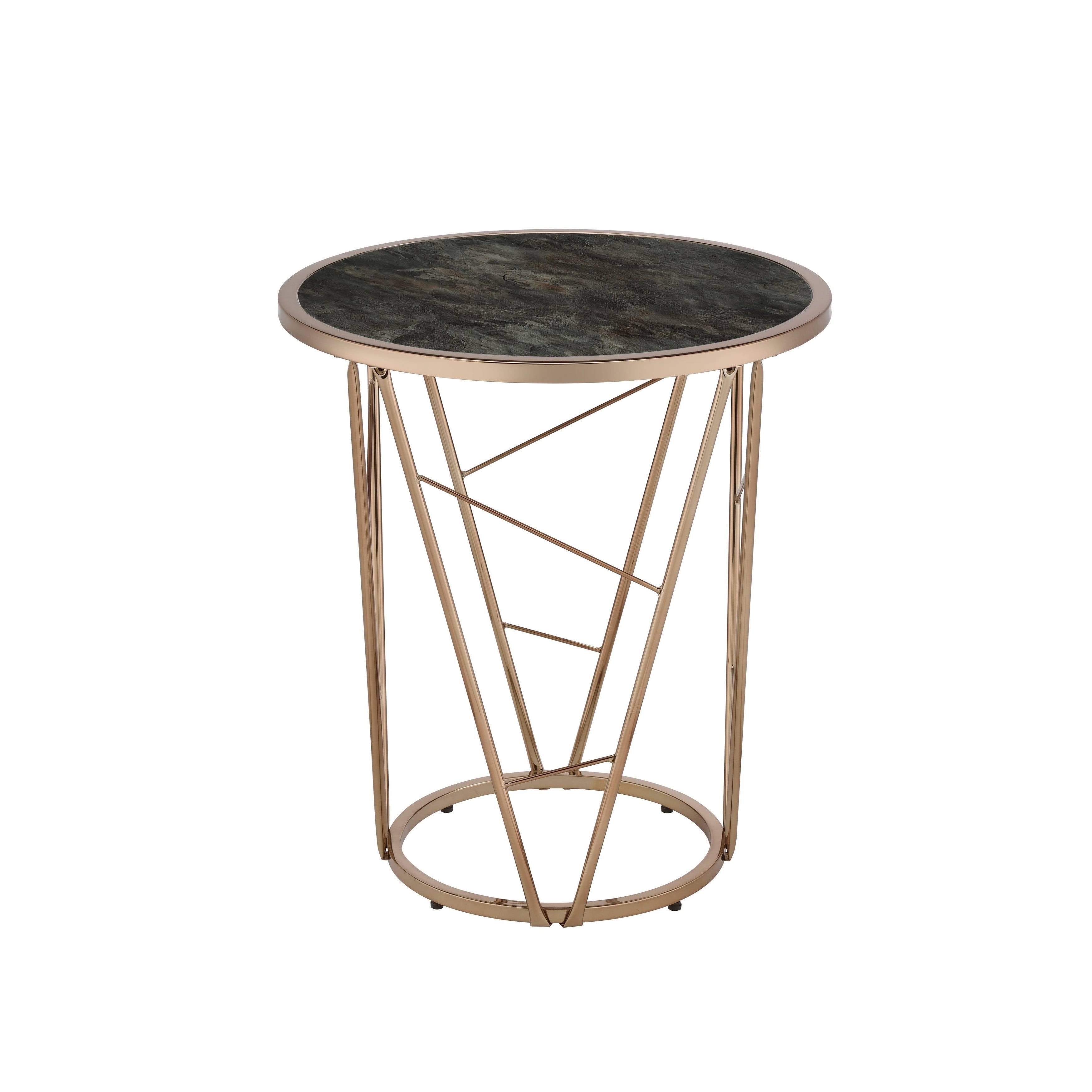 Faux Black Marble End Table A816
