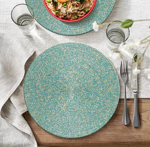 Gold White 13" Round Set of 4 Beaded Placemat G793076