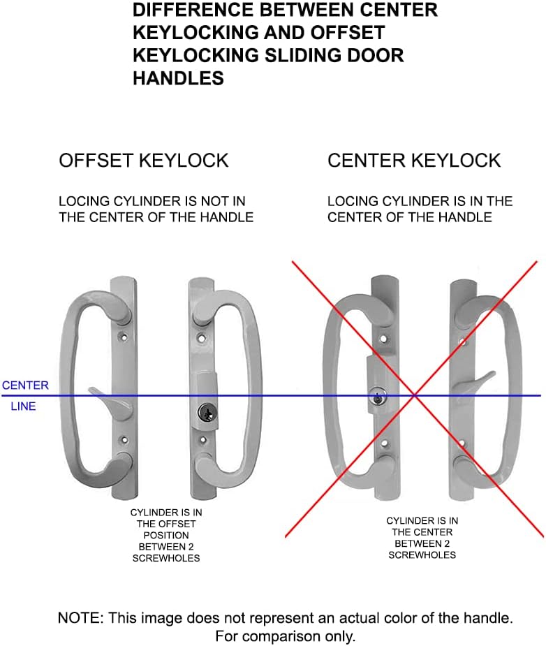Sliding Glass Patio Door Handle Set, Mortise Type, Keyed, White, Pack of 2 N290