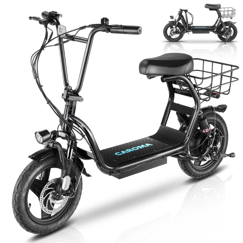 48V 500W Adults Electric Scooter with Removable Seat, 14" Off-road Pneumatic Tires, 20 MPH Max, 30 Miles Range, 350lbs Weight Limit, Black R7101