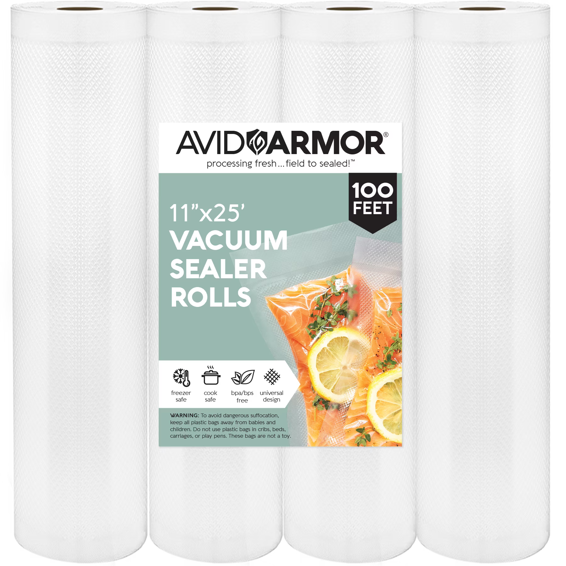 4 Pack 11"x25' BPA Free Vacuum Sealer Bags Z6429