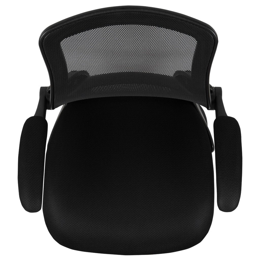 Black Mesh Sled Base Office Chair with Flip-Up Arms J7784