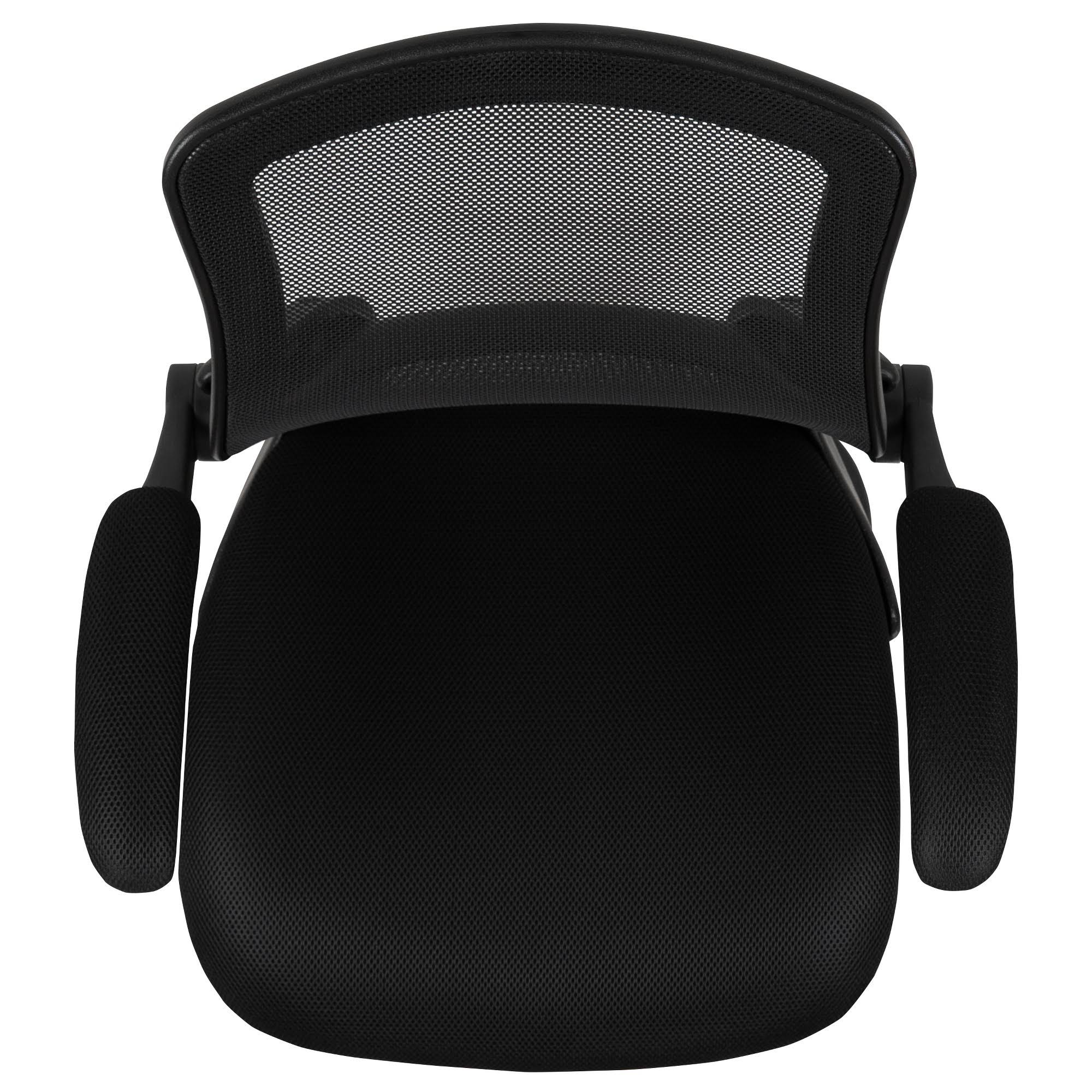 Black Mesh Sled Base Office Chair with Flip-Up Arms J7784