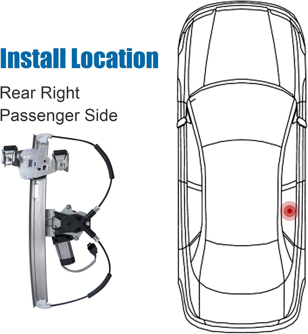 Power Window Regulator with Motor Passenger Side Rear Right, Pack of 2 V2492