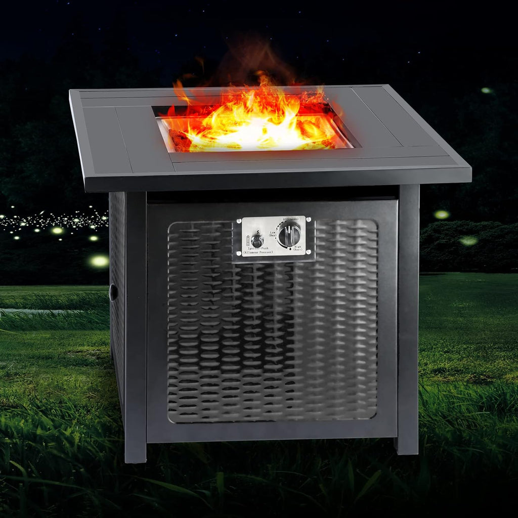 28 Inch Black Square Propane Fire Pit Table I452